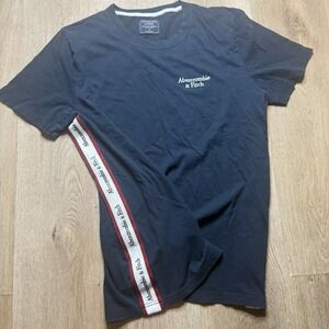 Vintage Mens Abercrombie and Fitch 100% Cotton Navy Blue Shirt Logo M